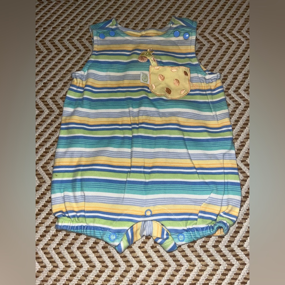 Vintage Class Club Baby 6M striped tank top onesie style giraffe embellishment